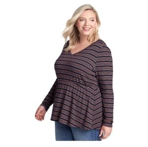 Lane Bryant Striped Empire Waist Long Sleeve Size 26/28